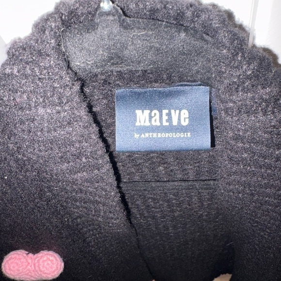 Maeve for Anthropologie one size Black Cardigan with puff hearts - Picture 3 of 3